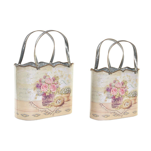 Set di Vasi DKD Home Decor Rosa Metallo Alluminio Fiori Shabby Chic 29 x 13 x 38,5 cm