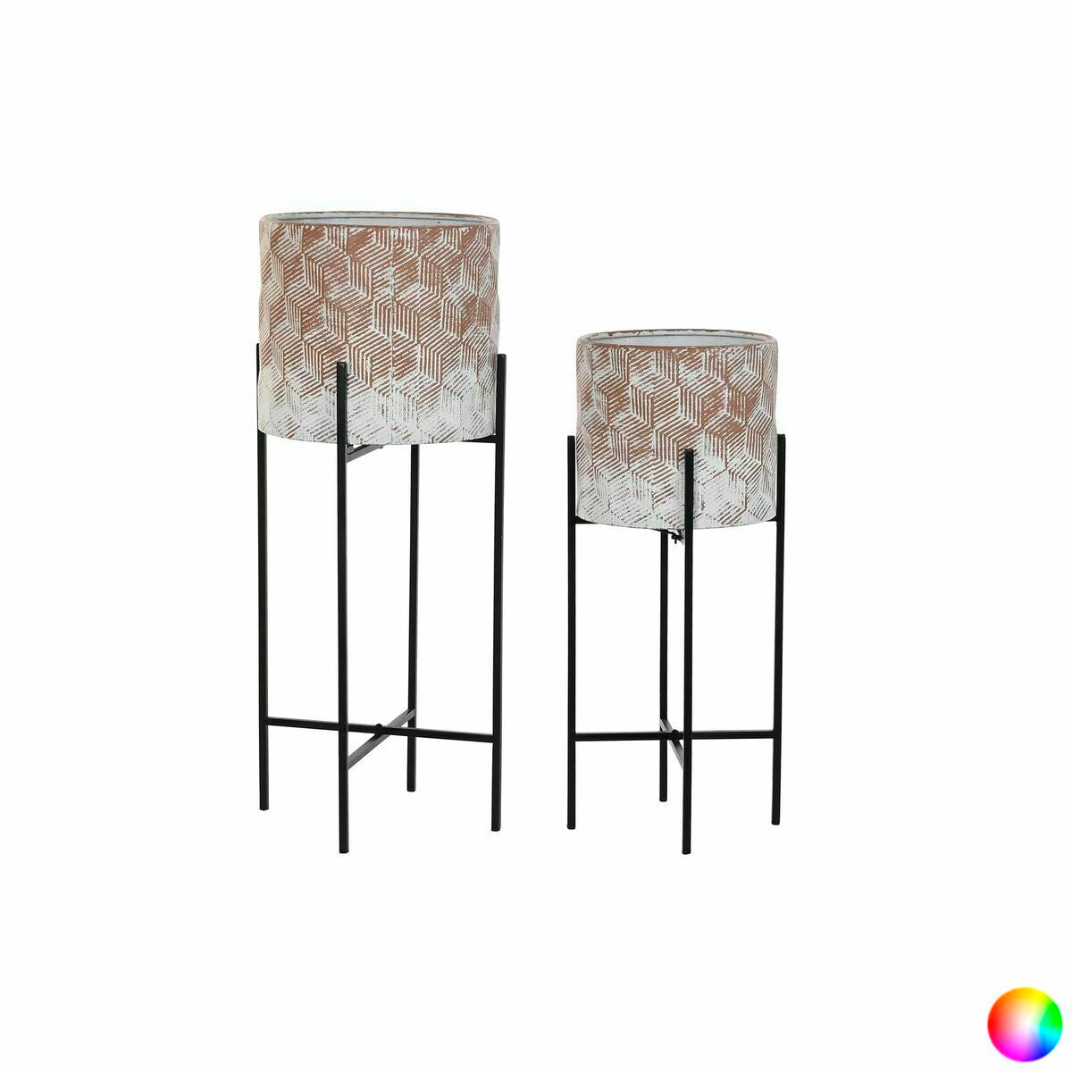 Set di vasi da fiori DKD Home Decor Consumato 32,5 x 32,5 x 76,5 cm Metallo (2 Unità)