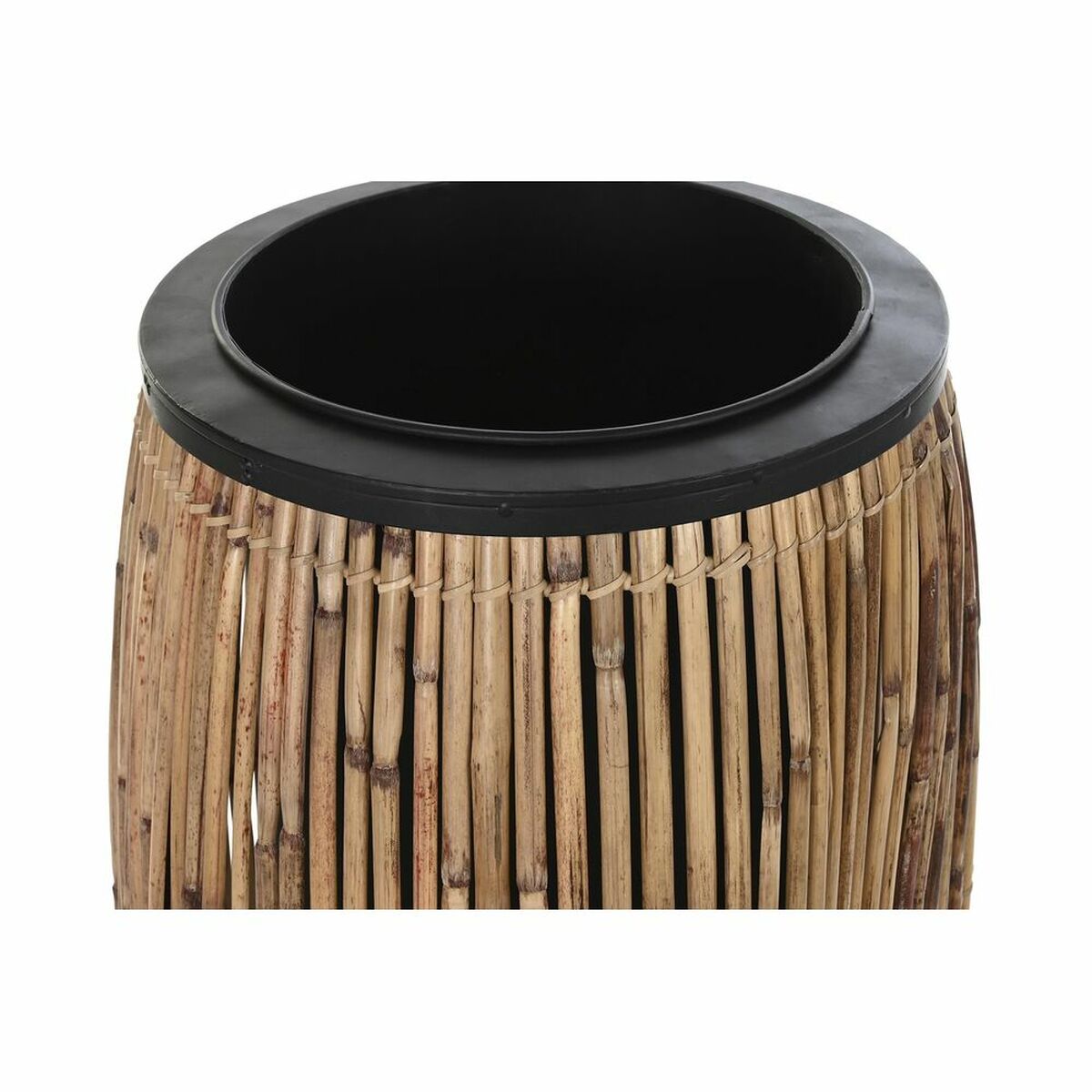 Vaso DKD Home Decor Nero Naturale Metallo Quadrato Bali 40 x 40 x 82 cm