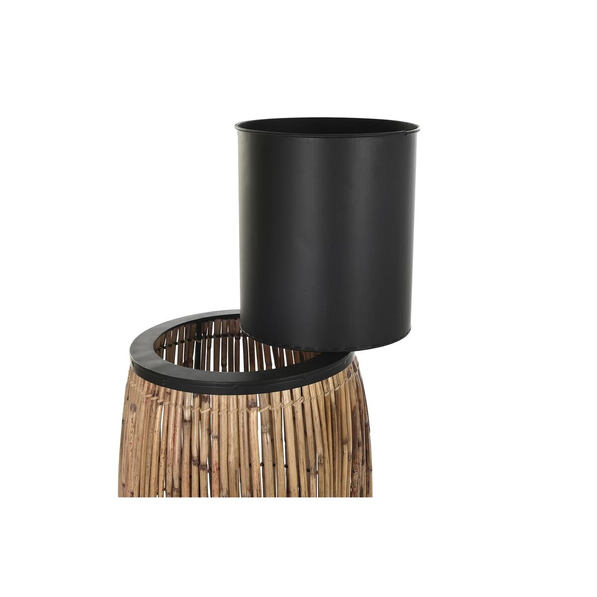 Vaso DKD Home Decor Nero Naturale Metallo Quadrato Bali 40 x 40 x 82 cm