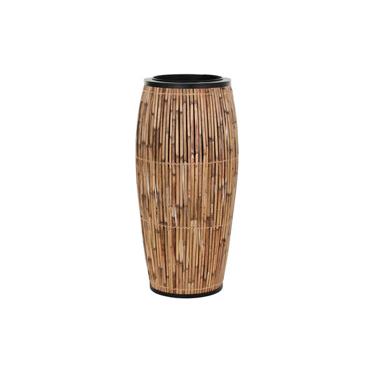 Vaso DKD Home Decor Nero Naturale Metallo Quadrato Bali 40 x 40 x 82 cm