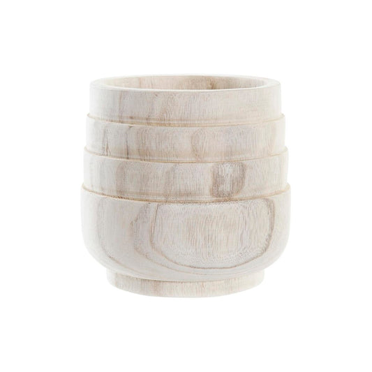 Vaso DKD Home Decor Marrone Naturale Quadrato Boho 17 x 17 x 16 cm