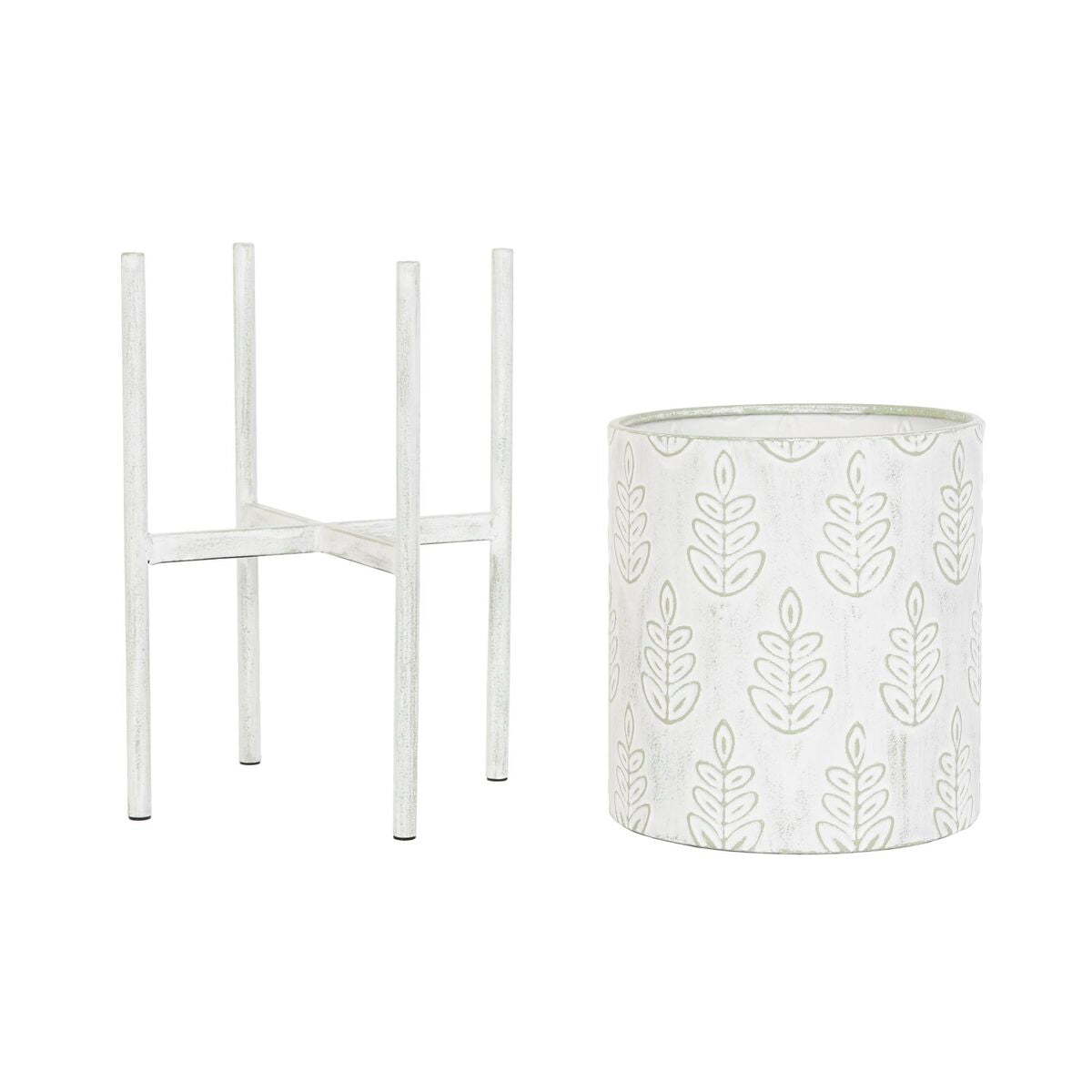 Set di vasi da fiori DKD Home Decor Metallo Bianco Shabby Chic (31 x 31 x 58 cm)