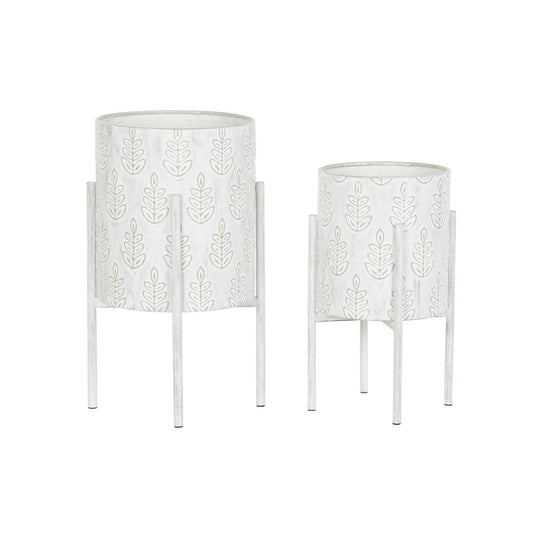 Set di vasi da fiori DKD Home Decor Metallo Bianco Shabby Chic (31 x 31 x 58 cm)