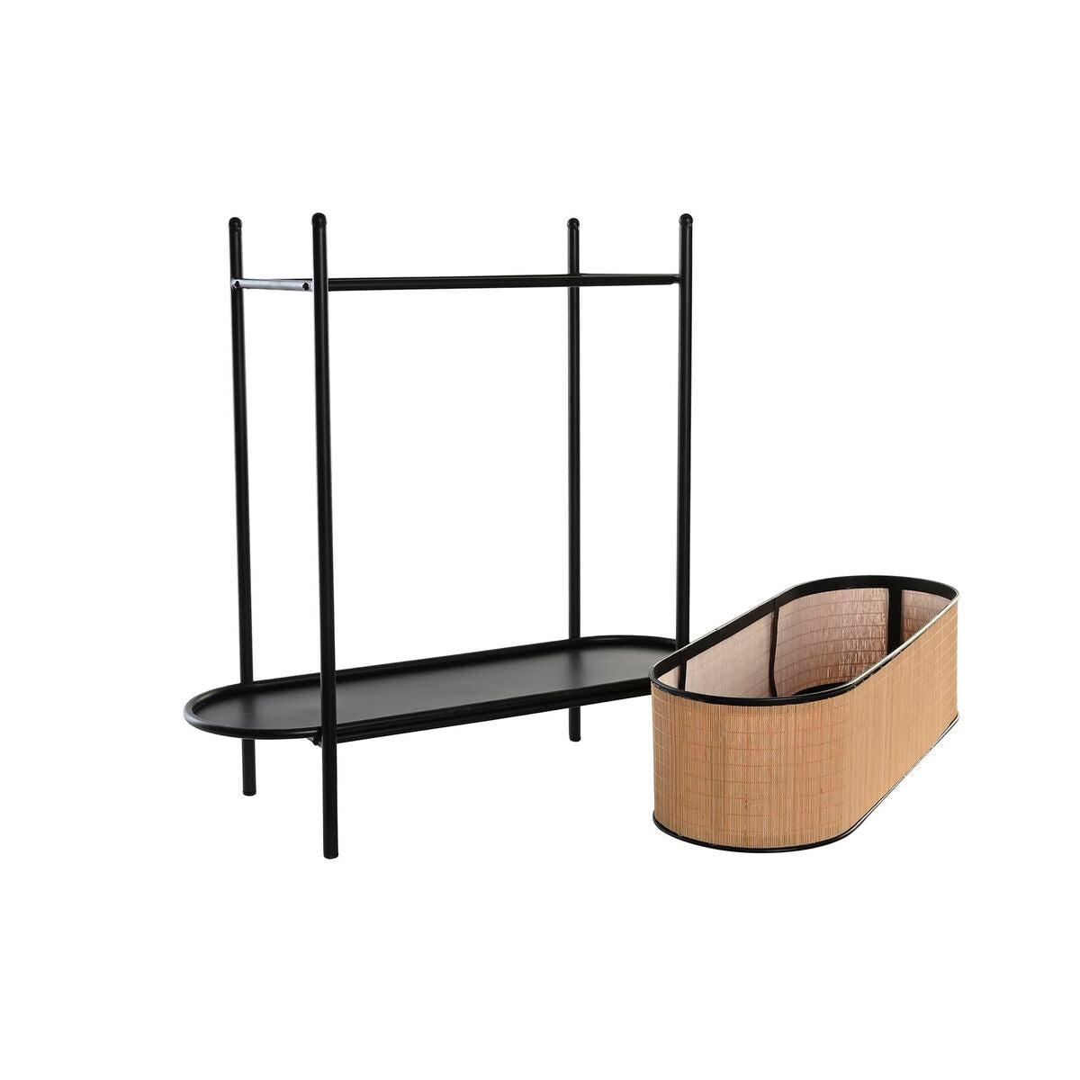 Vaso DKD Home Decor Naturale Nero Metallo Coloniale Bambù (60 x 23.5 x 69 cm)