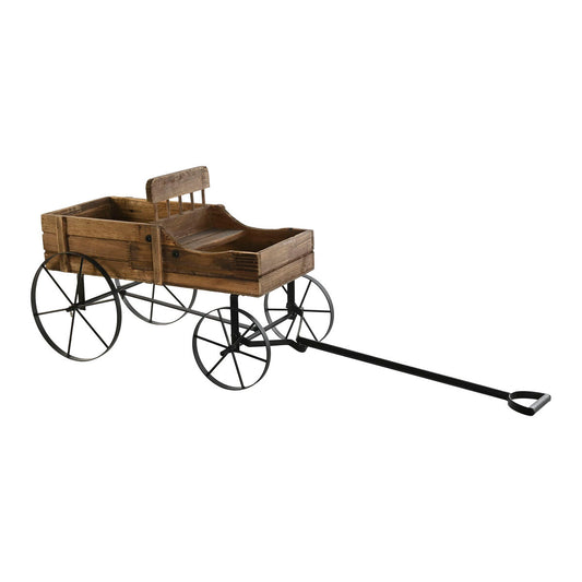 Carrello da Giardino DKD Home Decor Nero Marrone scuro Legno Metallo Abete Legno Riciclato Legno di abete 60 x 31 x 57 cm