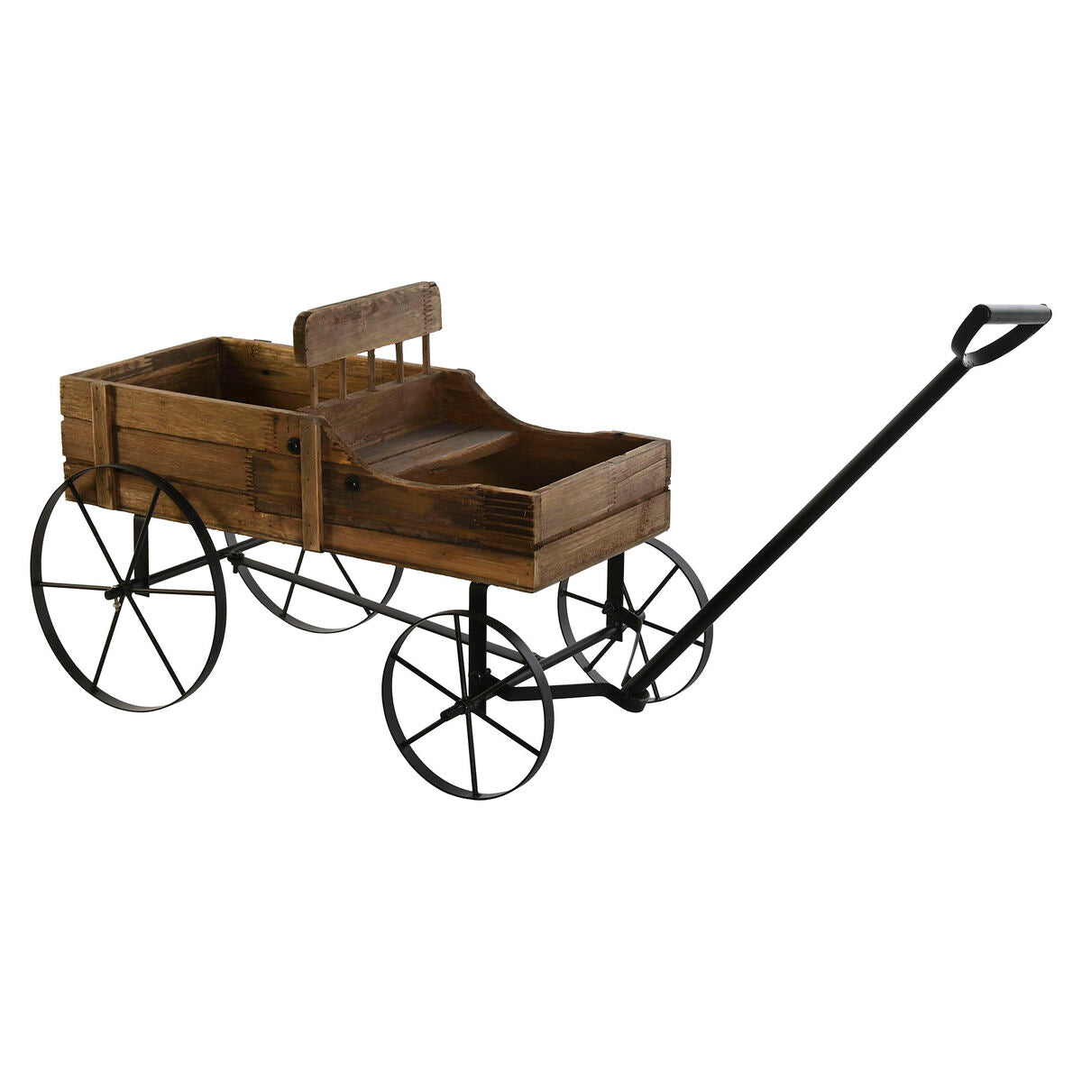 Carrello da Giardino DKD Home Decor Nero Marrone scuro Legno Metallo Abete Legno Riciclato Legno di abete 60 x 31 x 57 cm