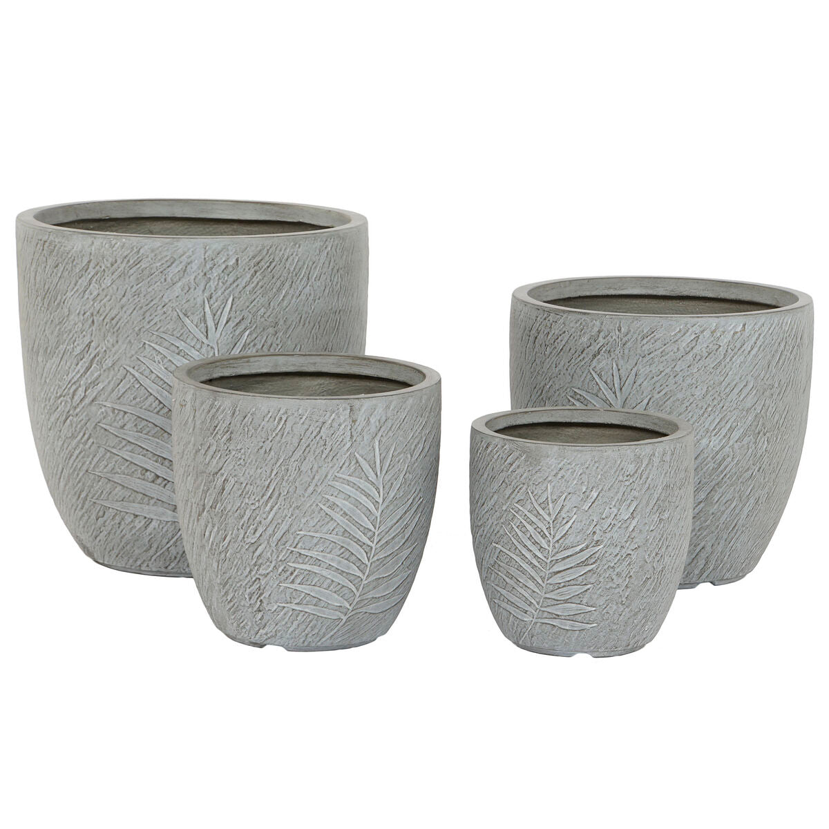 Set di vasi da fiori Home ESPRIT Grigio chiaro Fibra di Vetro Magnesio 44 x 44,5 x 43 cm (4 Unità)