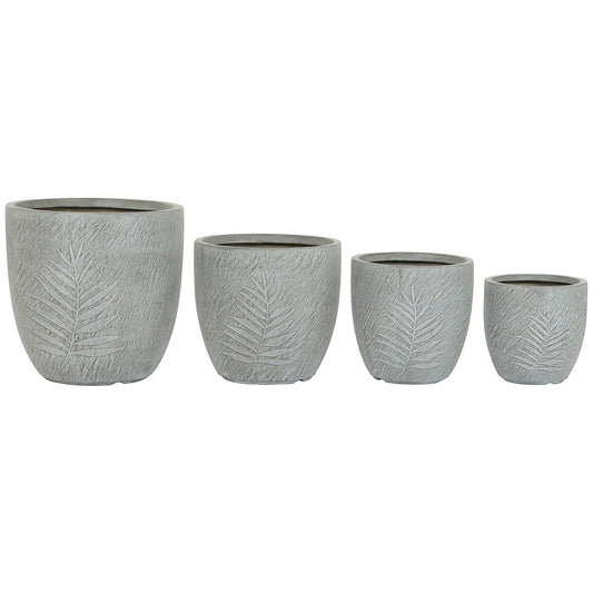 Set di vasi da fiori Home ESPRIT Grigio chiaro Fibra di Vetro Magnesio 44 x 44,5 x 43 cm (4 Unità)