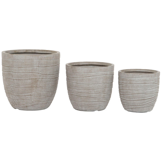 Set di vasi da fiori Home ESPRIT Beige Fibra di Vetro Magnesio 45 x 45 x 43 cm (3 Unità)