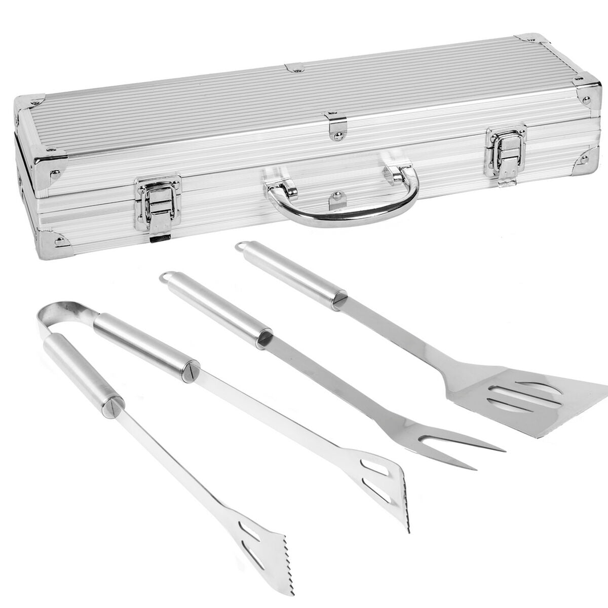 Kit di Utensili per Barbecue con Custodia Acciaio inossidabile 37 x 10 x 8 cm