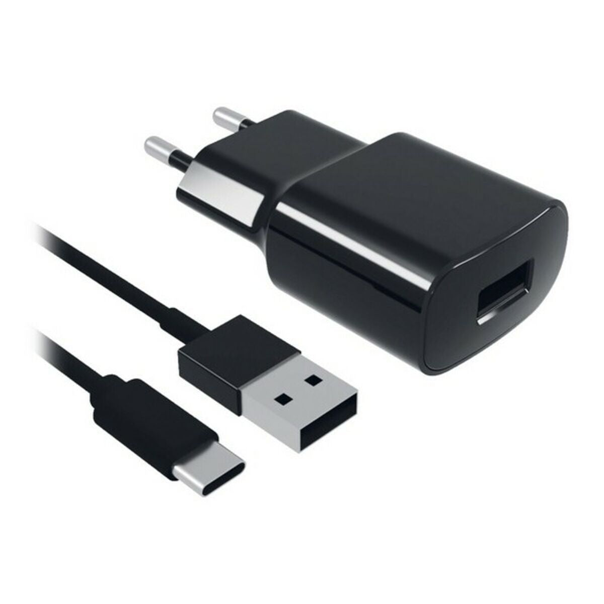 Caricabatterie da Parete + Cavo USB C Contact 8427542980744 2A Nero