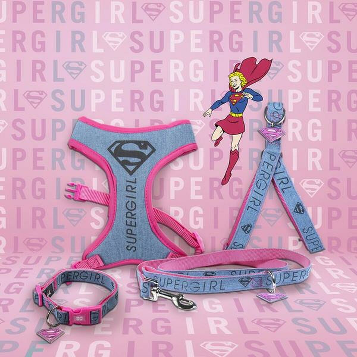 Collare per Cani Superman Rosa S/M