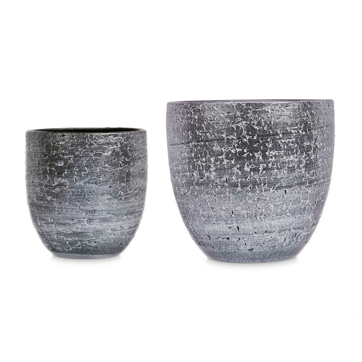 Set di Vasi Ø 20 cm Ø 25 cm 2 Pezzi Grigio Argentato Ceramica