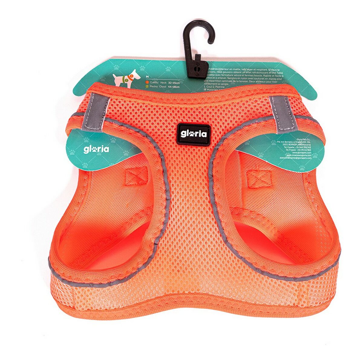 Imbracatura per Cani Gloria Air Mesh Trek Star Regolabile Arancio L (33,4-35 cm)