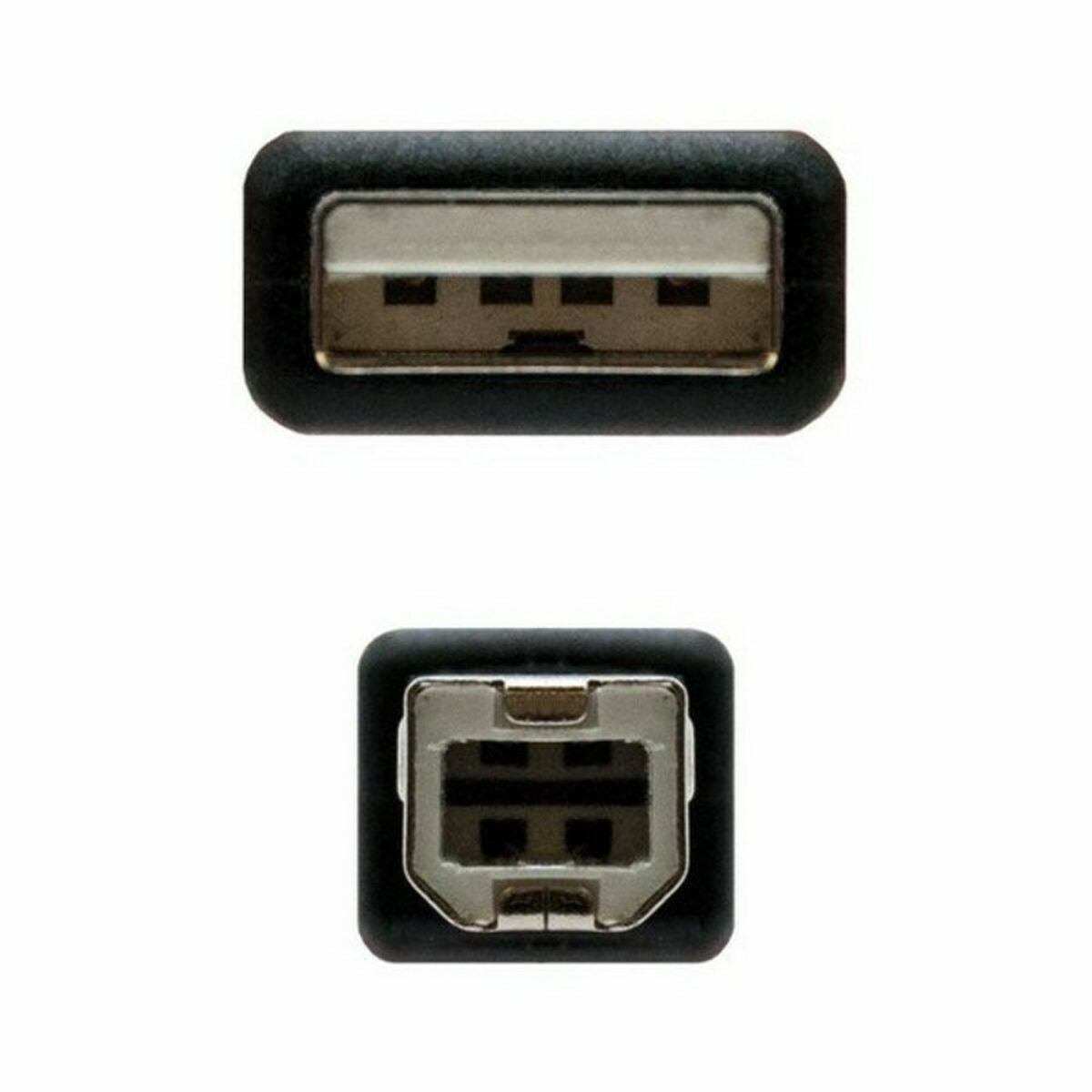 Cavo USB 2.0 A con USB B NANOCABLE 10.01.0102-BK Nero 1 m