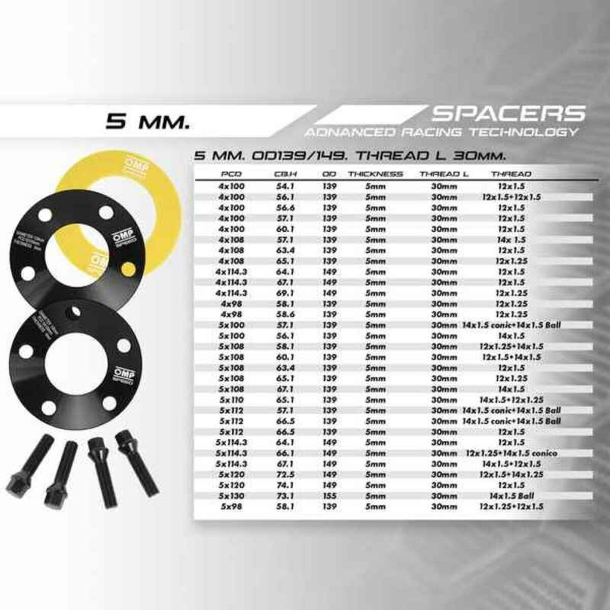 Set di Estrattori OMP 4x100 54,1 M12 x 1,5 5 mm