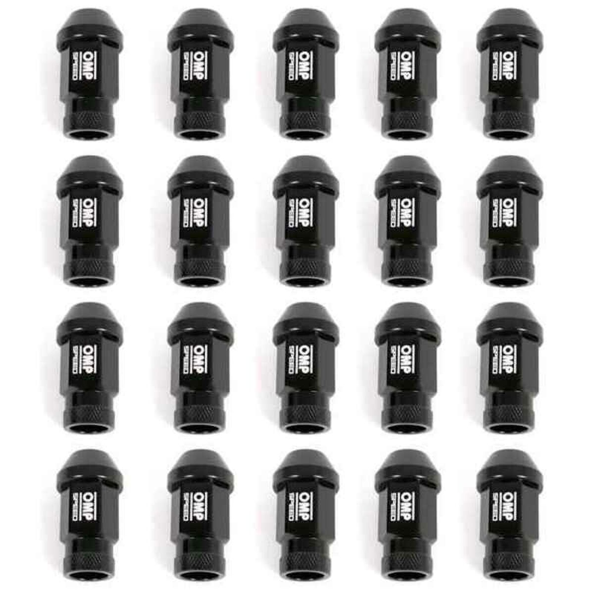 Set Dadi OMP 7075 M12 x 1,25 40 mm 20 uds Nero