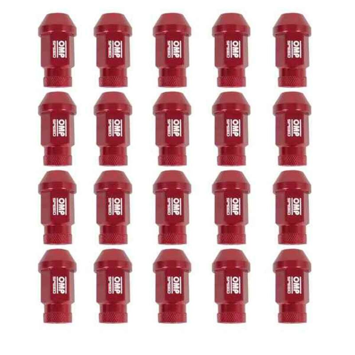 Set Dadi OMP 7075 M12 x 1,25 40 mm 20 uds Rosso