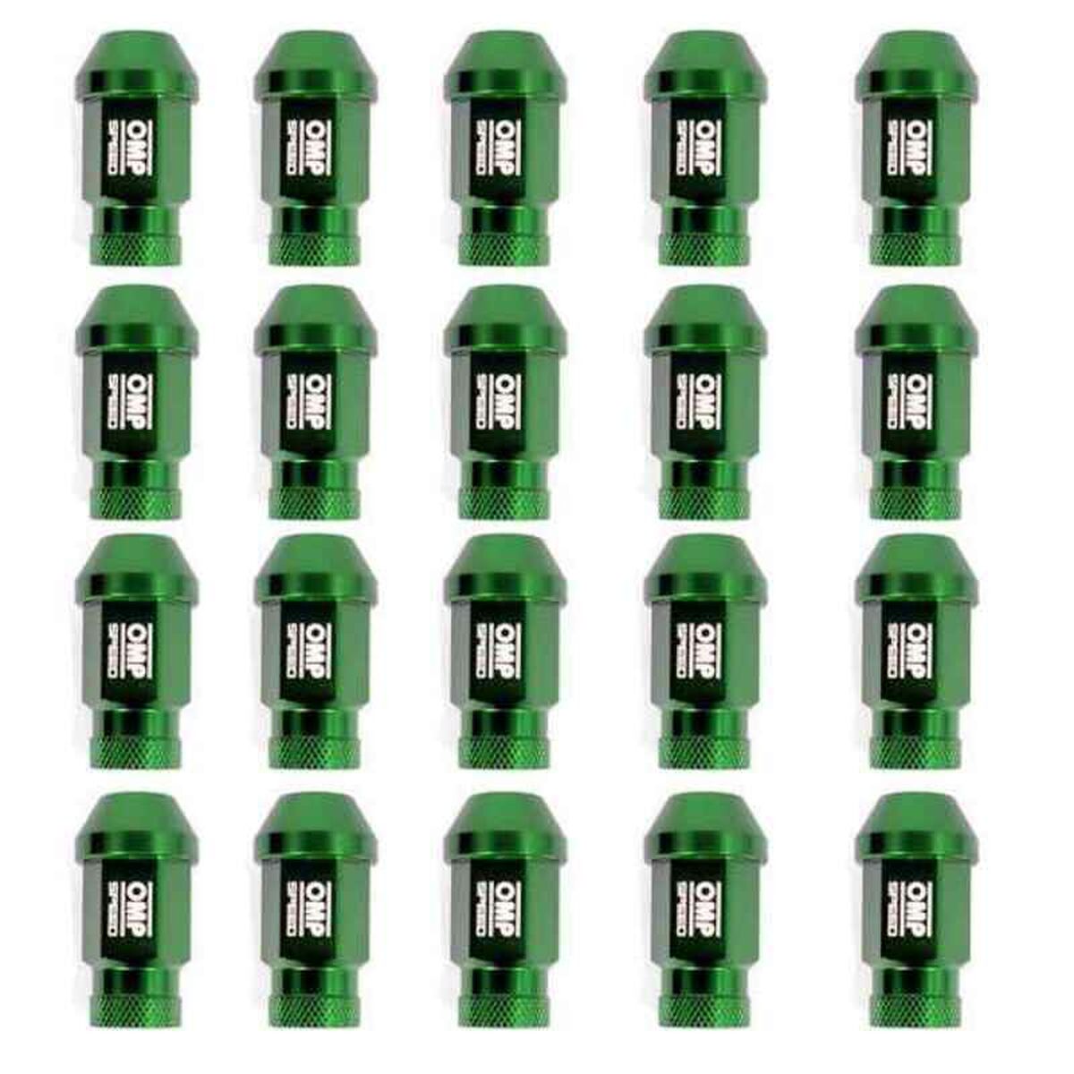 Set Dadi OMP 7075 40 mm M12 x 1,25 20 uds Verde