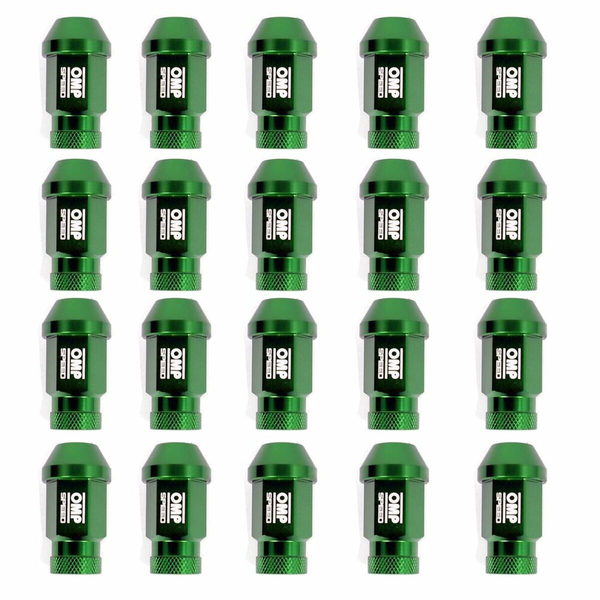 Set Dadi OMP 7075 40 mm M12 x 1,50 20 uds Verde