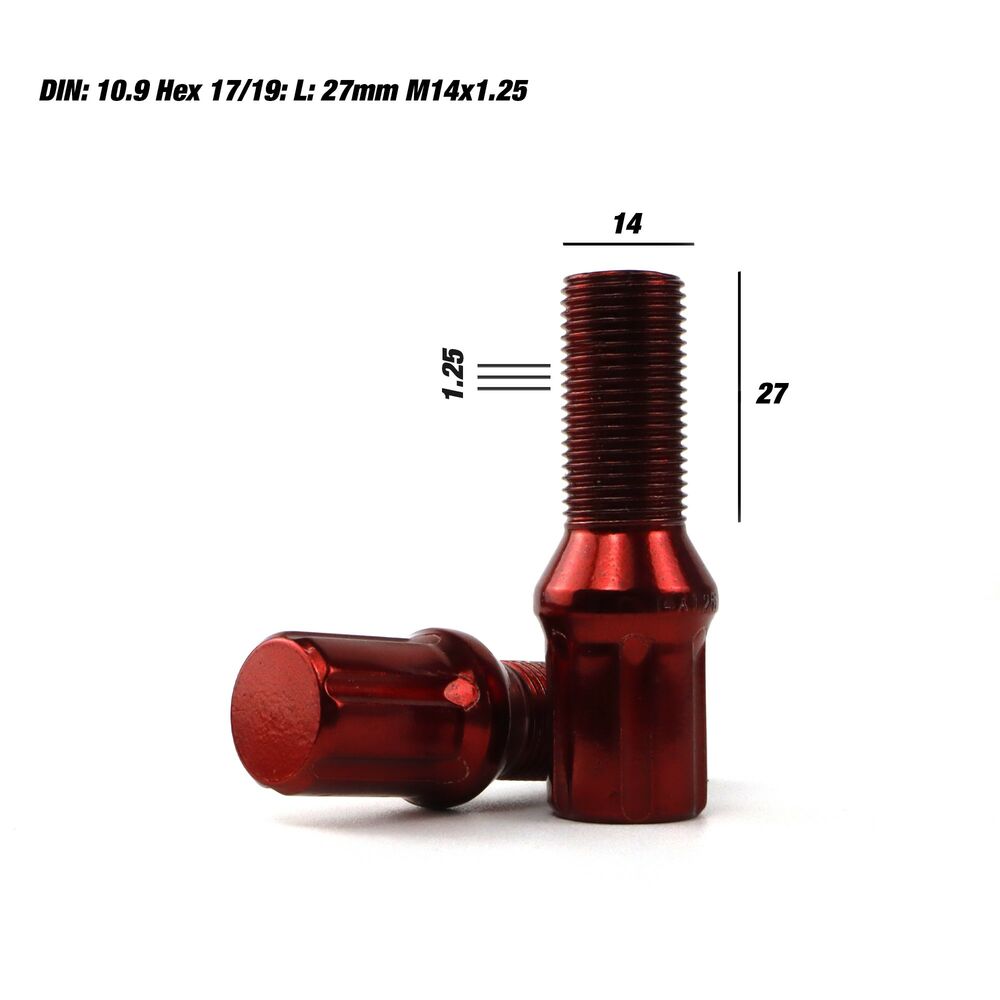 Set Dadi OMP 27 mm Rosso 20 uds M14 x 1,25