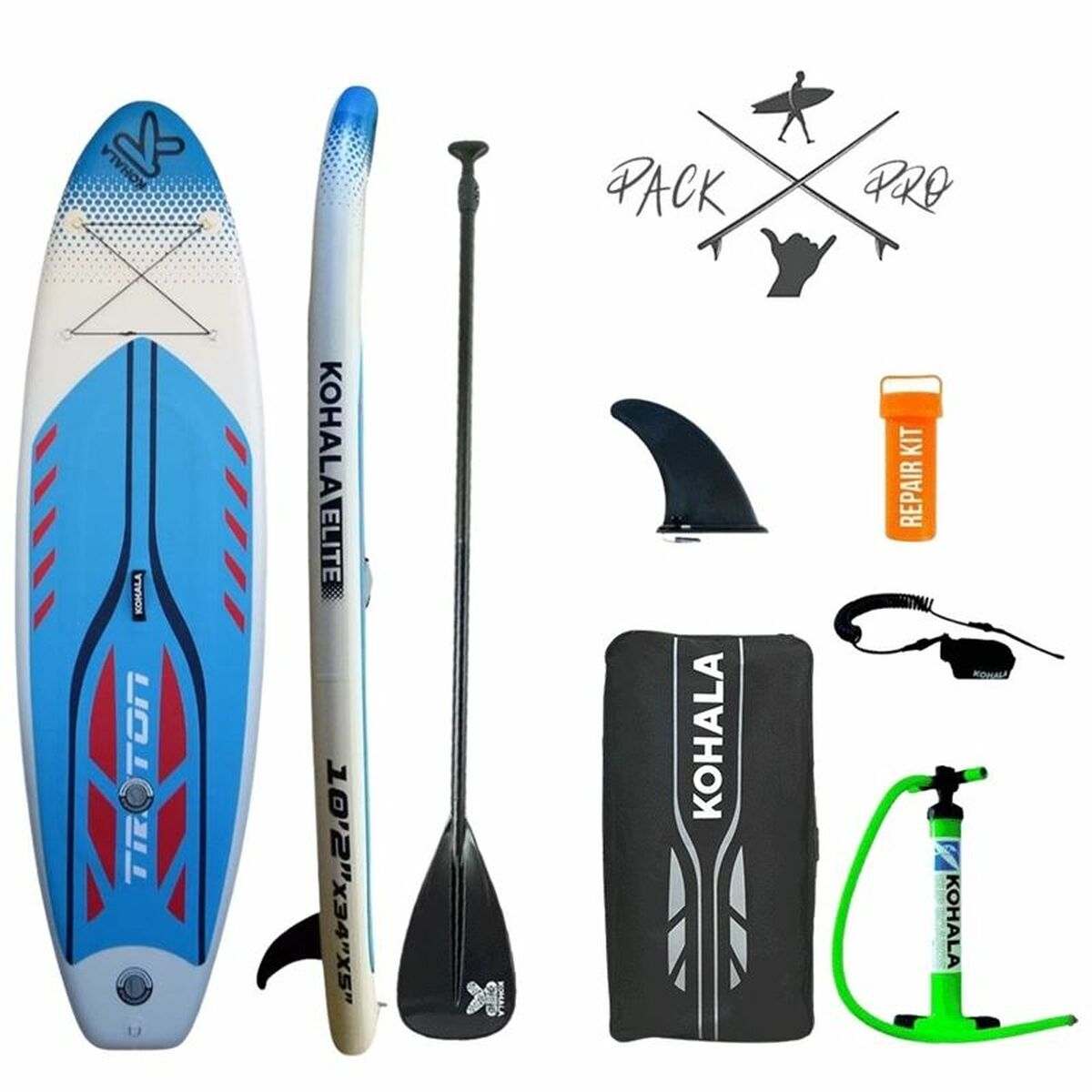 Tavola da Paddle Surf Gonfiabile con Accessori Kohala Triton Bianco 15 PSI Multicolore (310 x 84 x 15 cm)