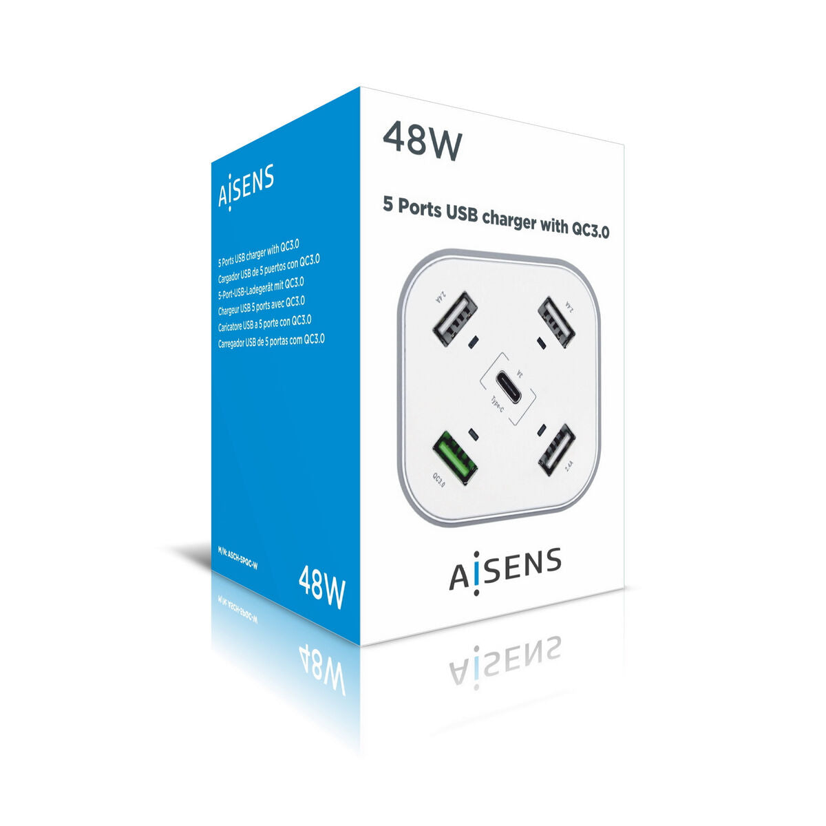 Caricabatterie USB Aisens ASCH-5PQC-W Bianco