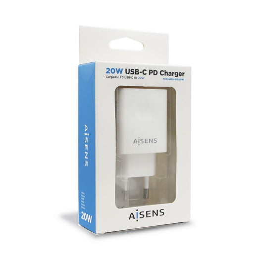 Caricabatterie Aisens Cargador USB-C PD 3.0 1 Puerto 1x USB-C 20 W, Blanco USB-C Bianco