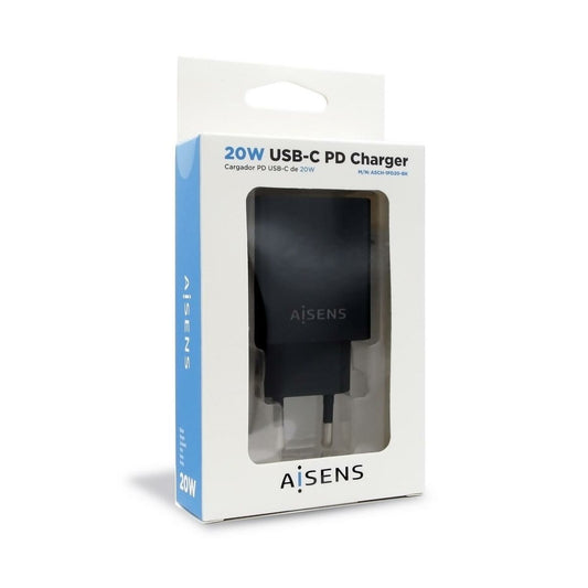 Caricabatterie Aisens Cargador USB-C PD 3.0 1 Puerto 1x USB-C 20 W, Negro USB-C Nero 20 W