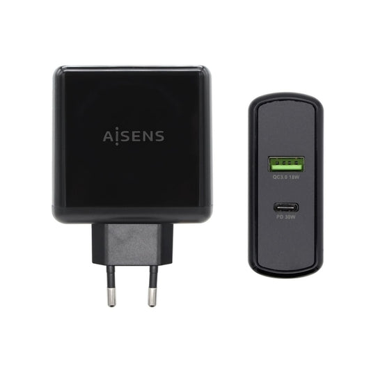 Caricabatterie da Parete Aisens ASCH-2PD30QC-BK 48 W USB-C Nero