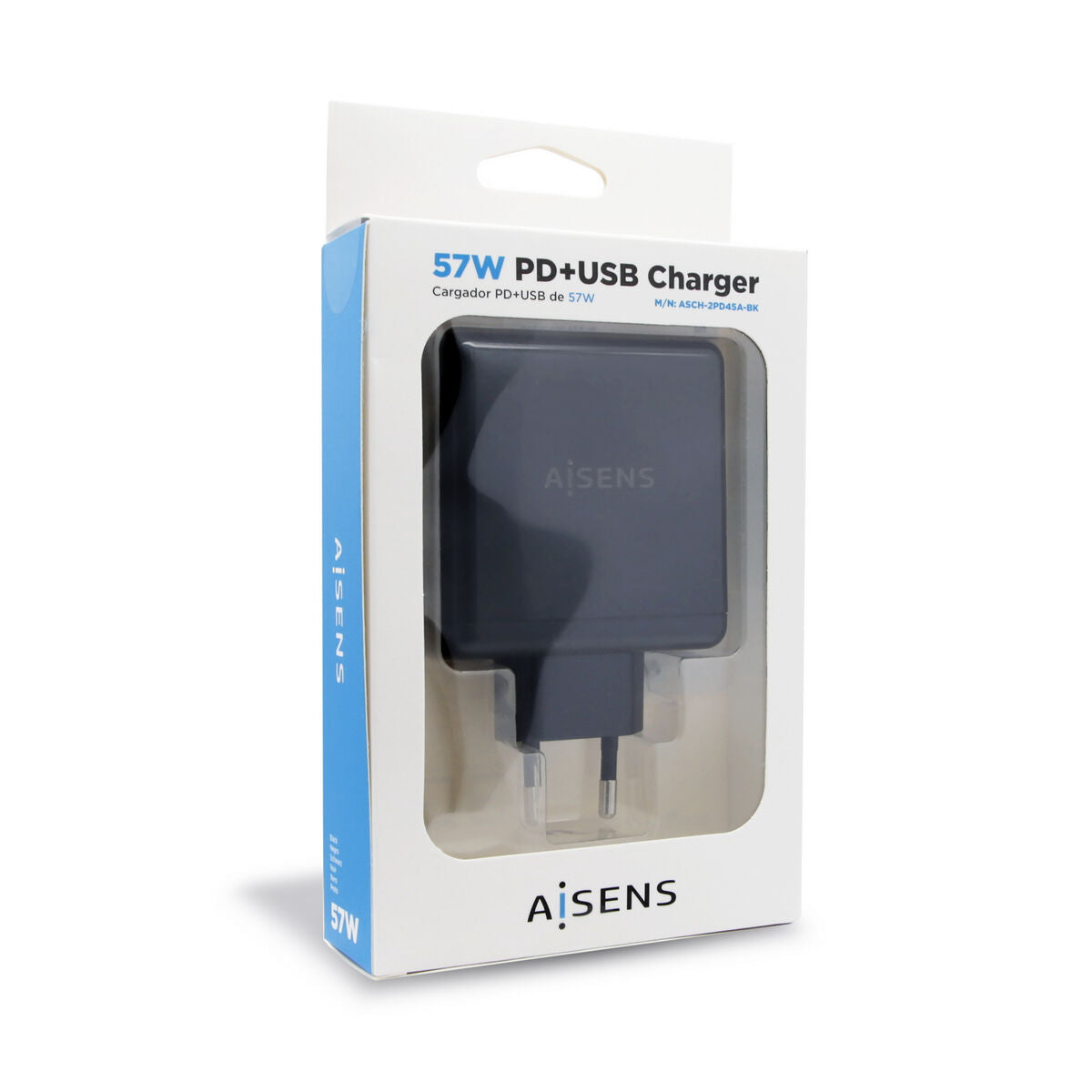 Caricabatterie USB da Parete Aisens PD 3.0 USB-C 57 W Nero