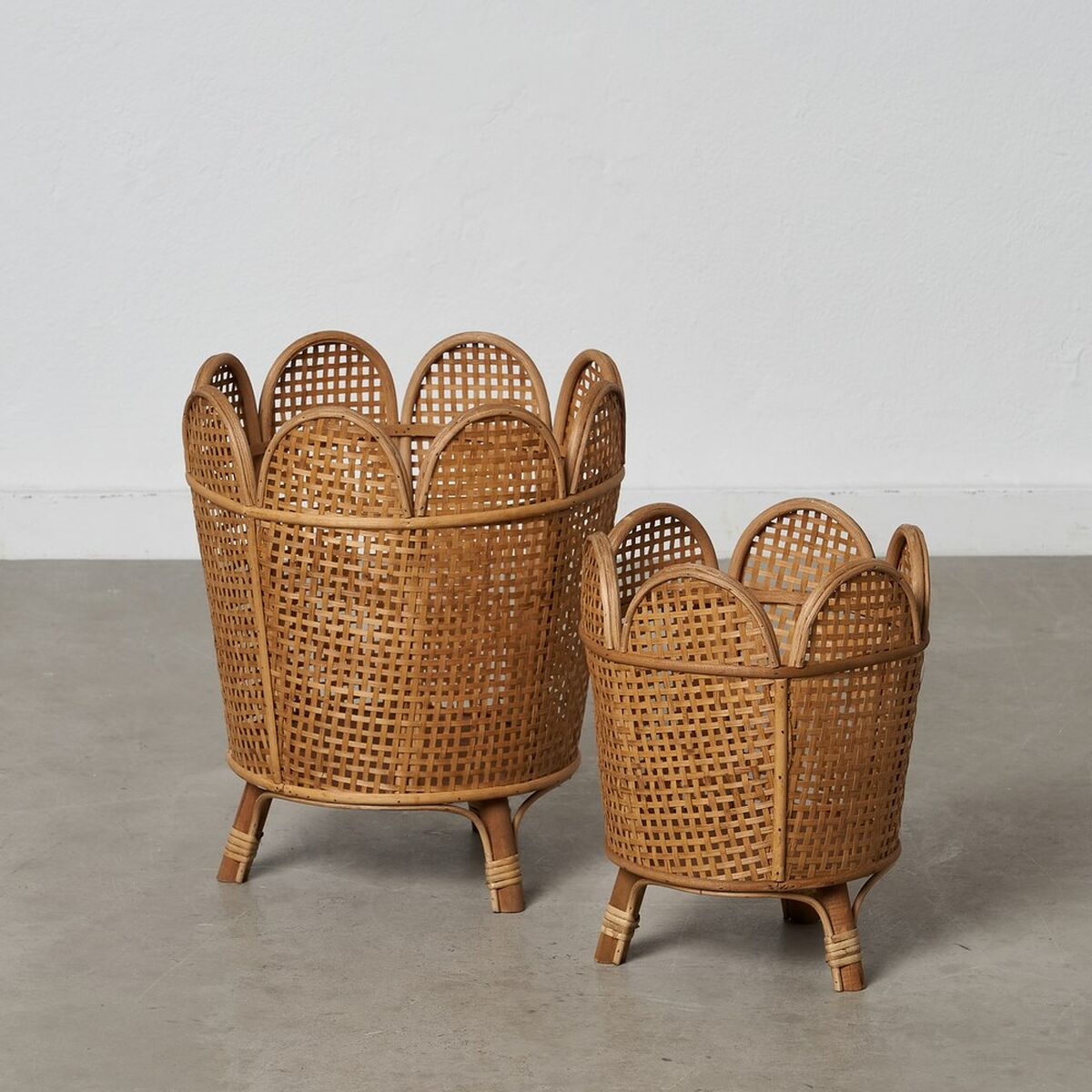 Set di vasi da fiori 34 x 34 x 43,5 cm Naturale Rattan (2 Unità)