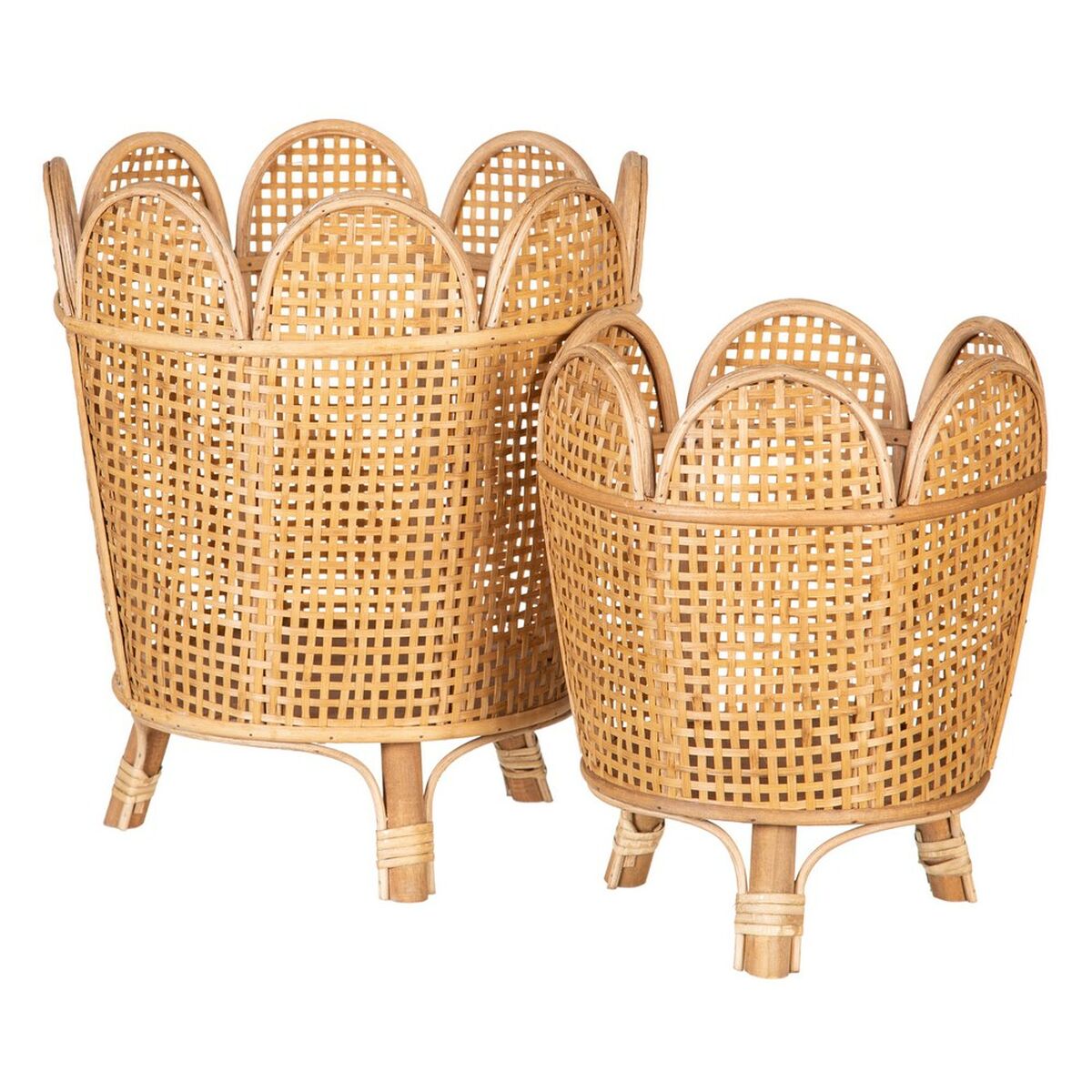 Set di vasi da fiori 34 x 34 x 43,5 cm Naturale Rattan (2 Unità)