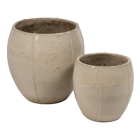 Set di vasi da fiori Crema Ceramica 55 x 55 x 55 cm (2 Unità)