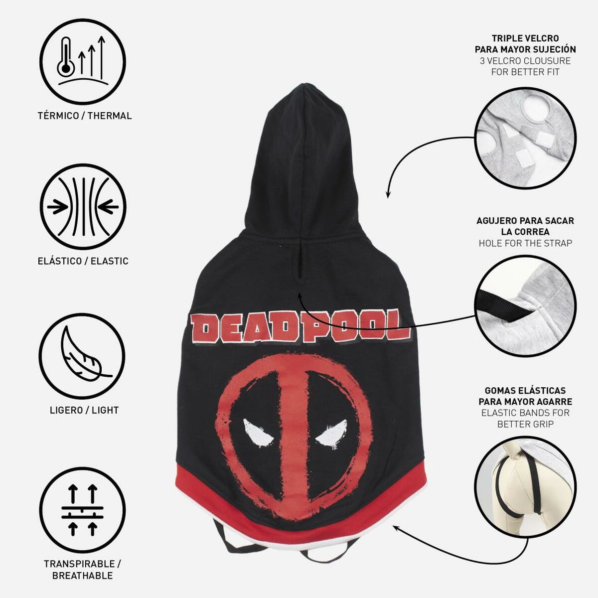 Felpa per Cani Deadpool S Nero