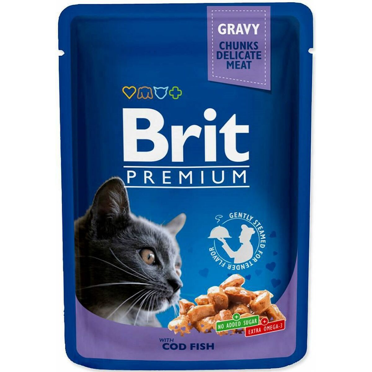 Cibo per gatti Brit Pouches Family Plate Pollo Tacchino Carne di vitello Baccalà 12 x 100 g