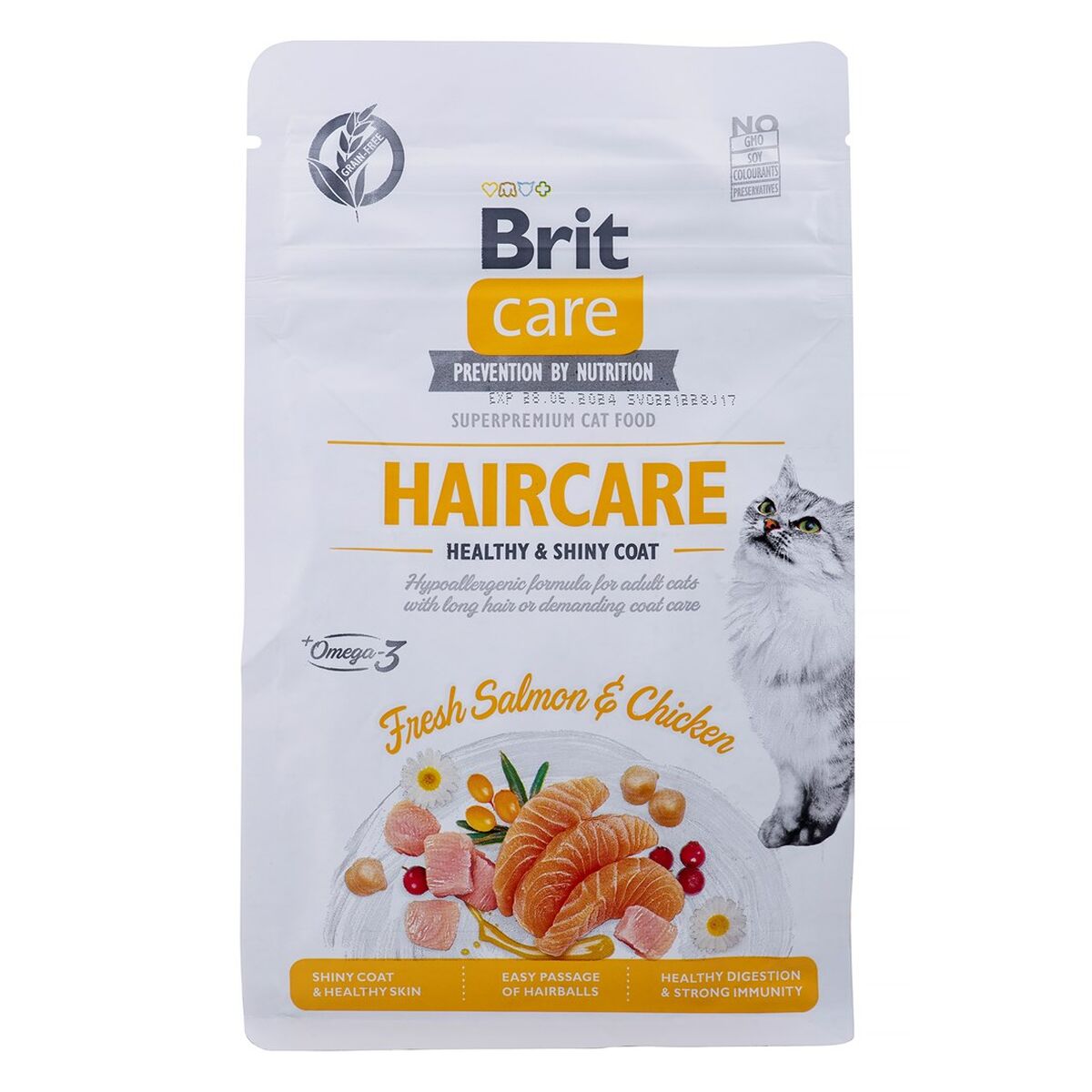 Cibo per gatti Brit Care Grain Free Haircare Healthy & Shiny Coat Adulto Pollo Salmone 400 g