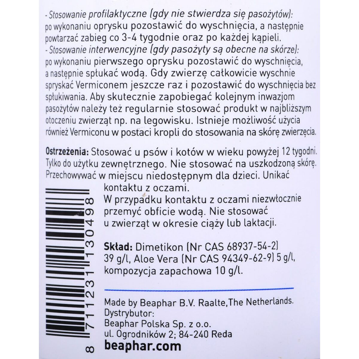 Spray Beaphar Vermicon Anti-parassiti 250 ml