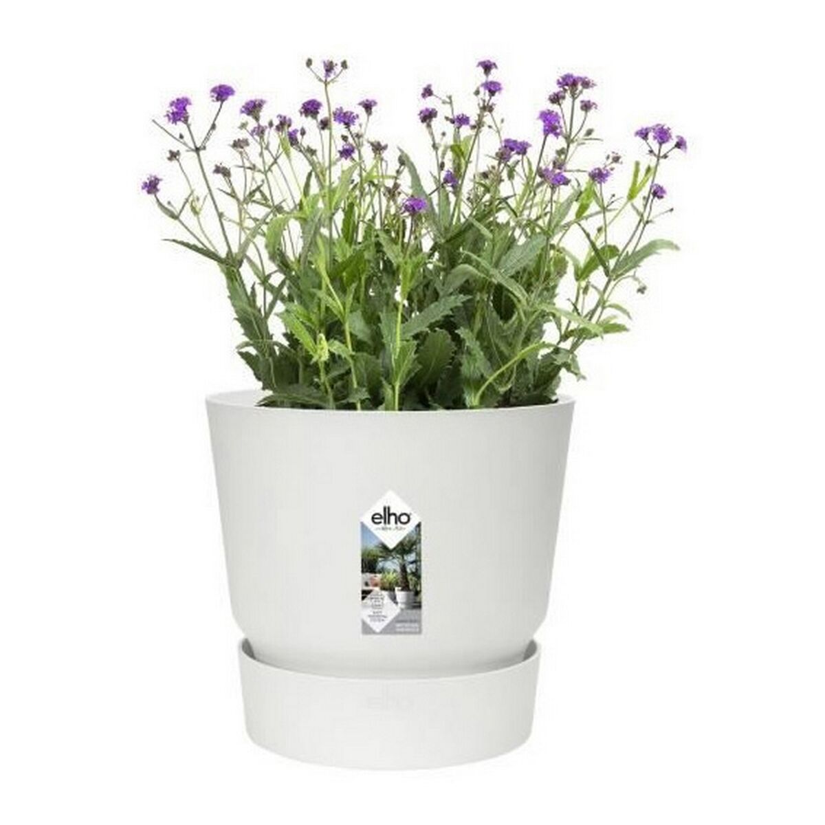 Vaso da Fiori con Piatto Elho Greenville Ø 39 x 36,8 cm Rotondo Bianco Plastica