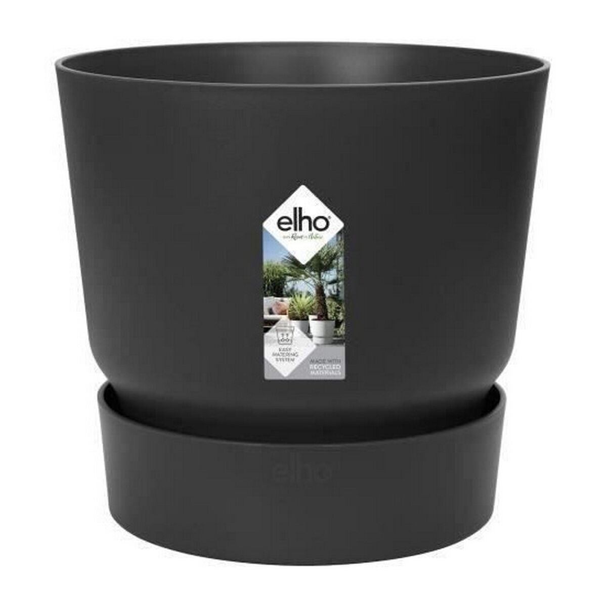 Vaso Elho Greenville Nero Plastica Rotonda Rotondo Ø 30 cm Ø 29,5 x 27,8 cm