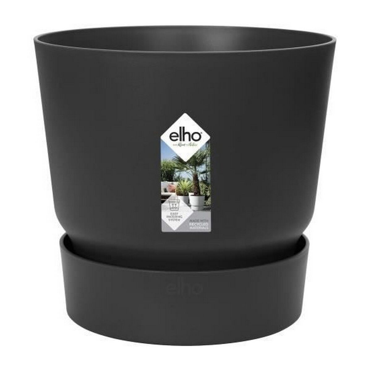 Vaso Elho Greenville Nero Plastica Rotondo Rotonda Ø 40 cm Ø 39 x 36,8 cm