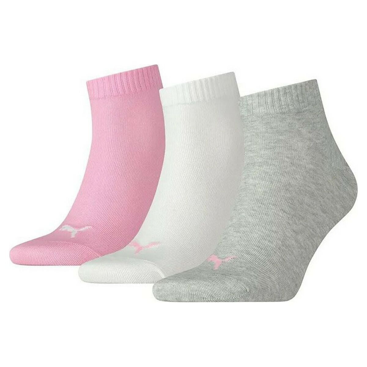 Calzini Sportivi Puma Quarter Plain Grigio Rosa Bianco (3 pcs)