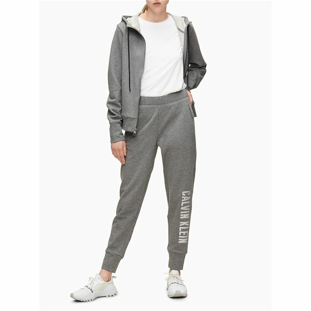 Giacca Sportiva da Donna Calvin Klein Full Zip Grigio scuro