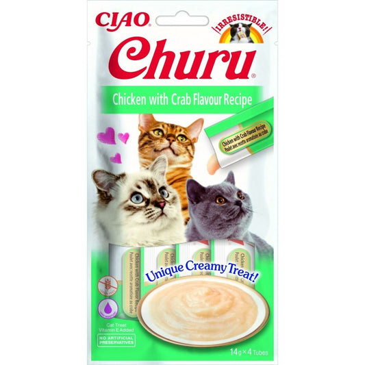 Spuntino per Cat Inaba Churu 4 x 14 g Granchio Pollo