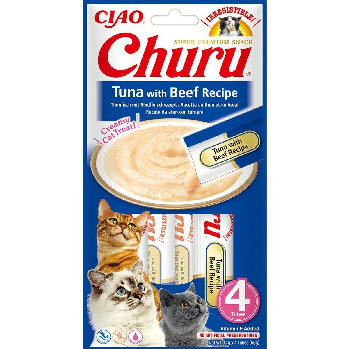 Spuntino per Cat Inaba Churu 4 x 14 g Tonno Carne di vitello