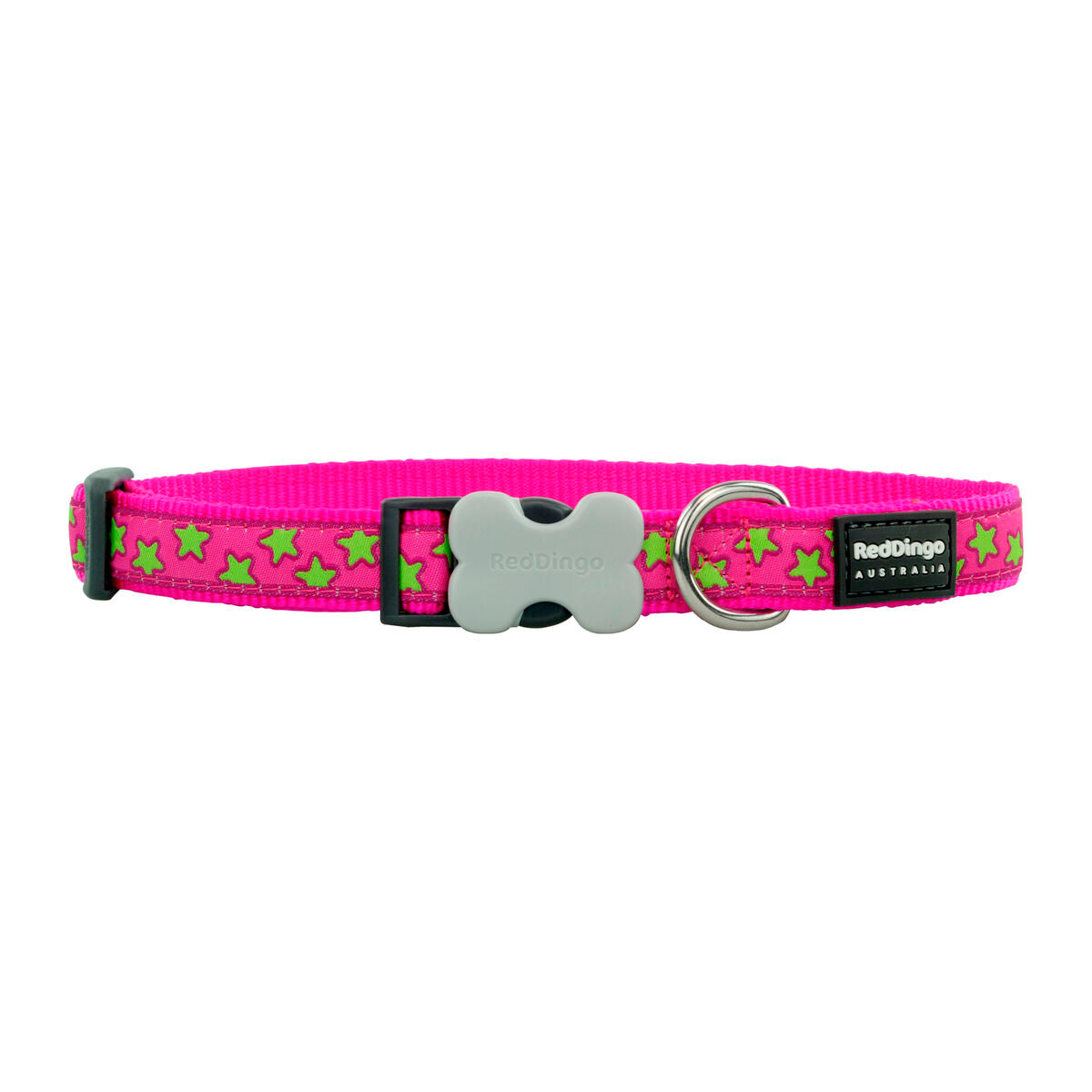 Collare per Cani Red Dingo STYLE STARS LIME ON HOT PINK 15 mm x 24-36 cm