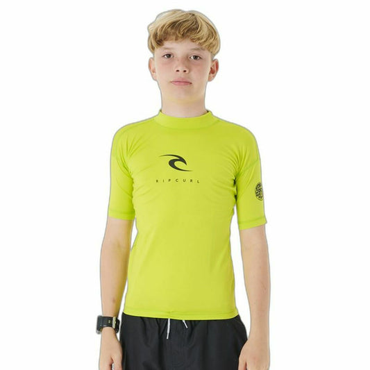 Maglia a Maniche Corte per Bambini Rip Curl Corps S/S Rash Giallo Surf Lycra