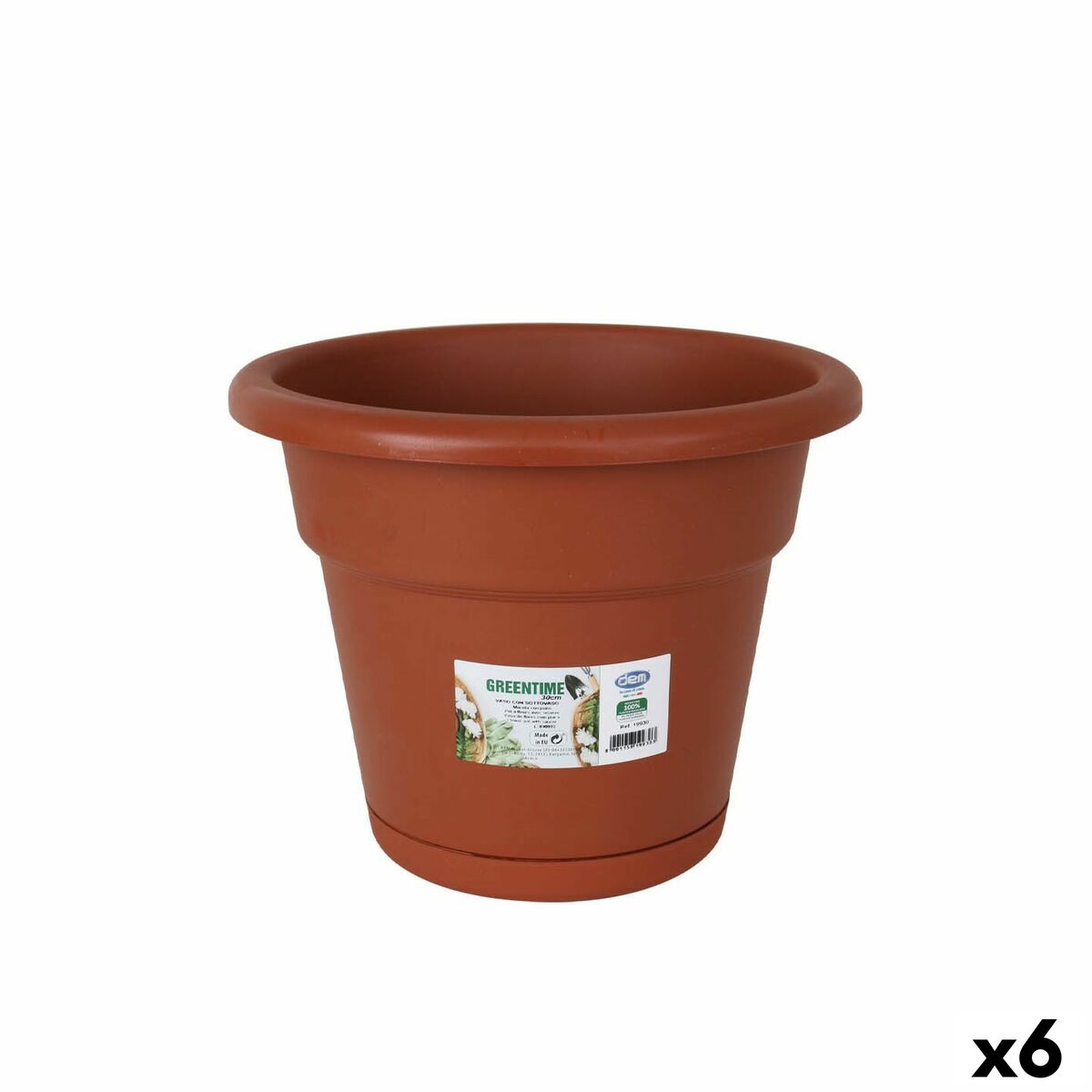 Vaso con Piatto Dem Greentime Marrone 30 x 30 x 25 cm (6 Unità)