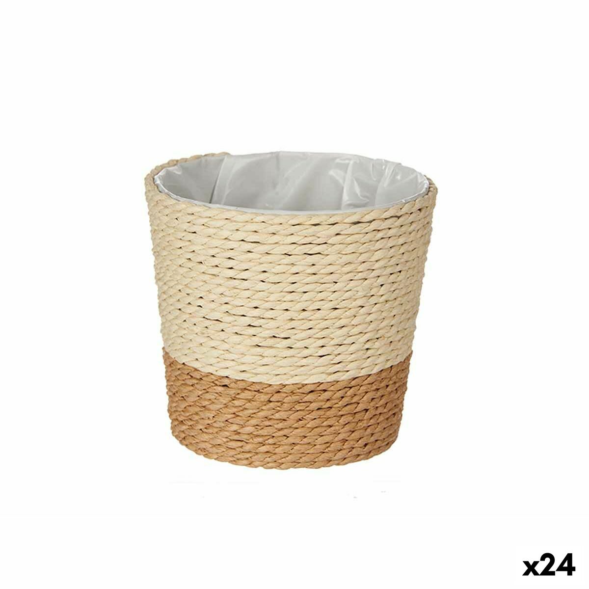 Vaso Marrone Naturale Corda Plastica 11 x 10,5 x 11 cm (24 Unità)